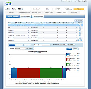 Heating and cooling SiteSage thermostat view